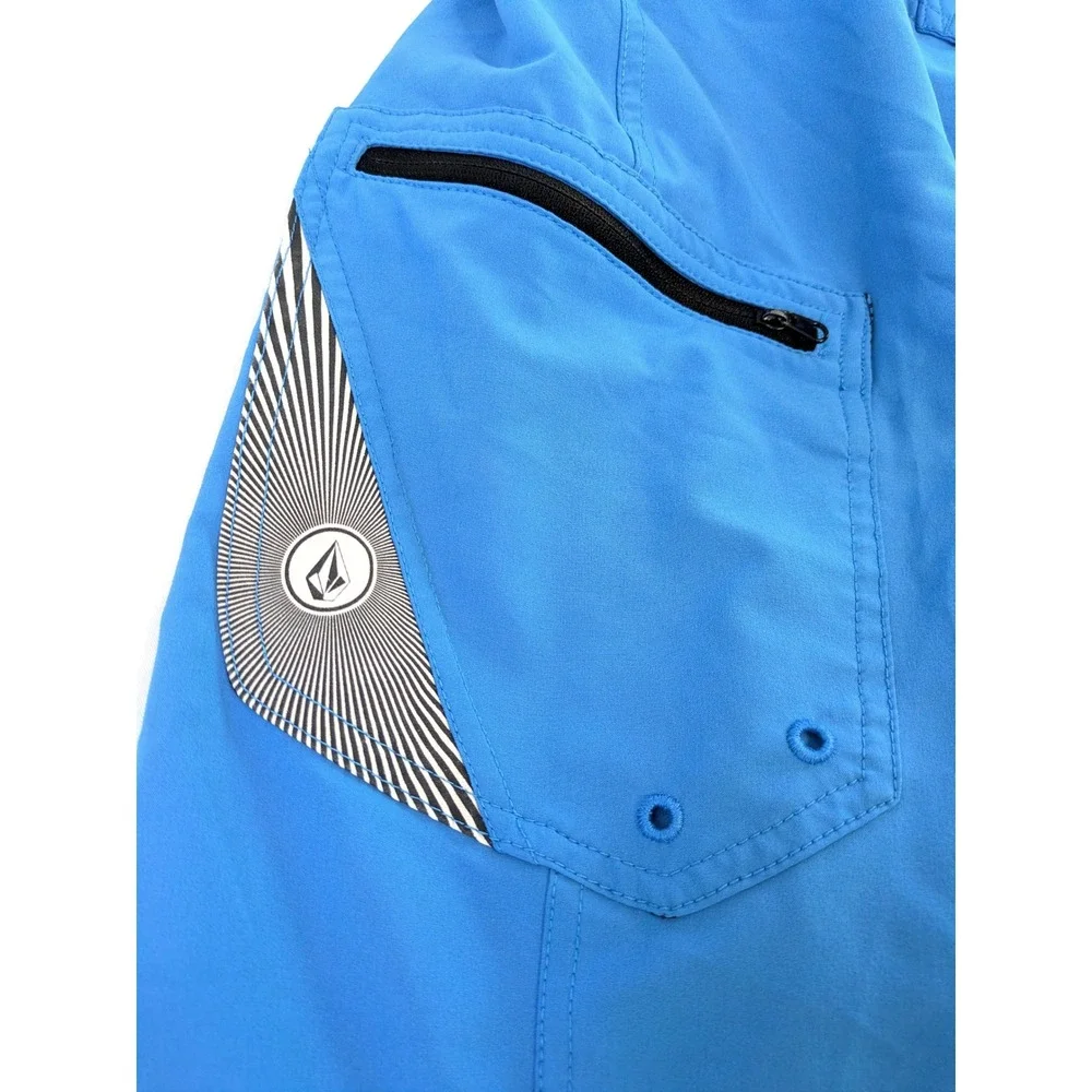 Volcom Lido Solid Board Shorts Mens 34 Blue Swim Trunks A0821431